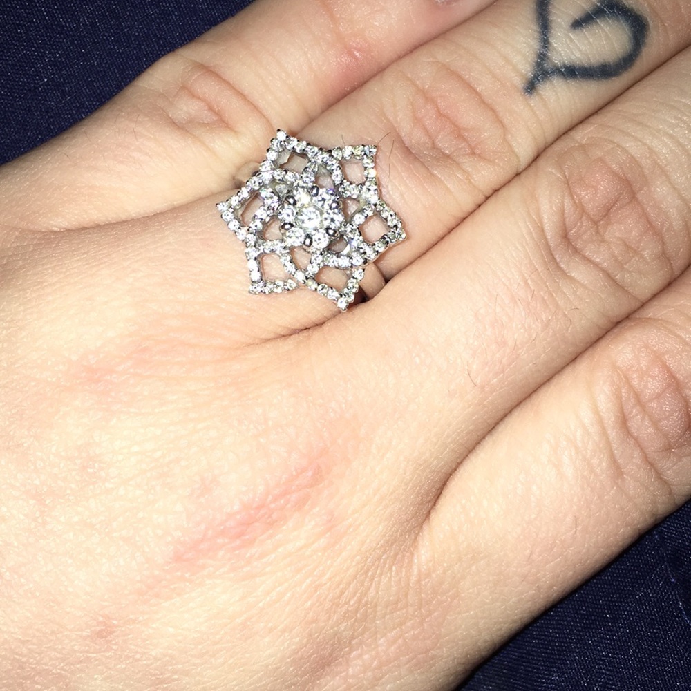 14k White Gold and Diamond Ring